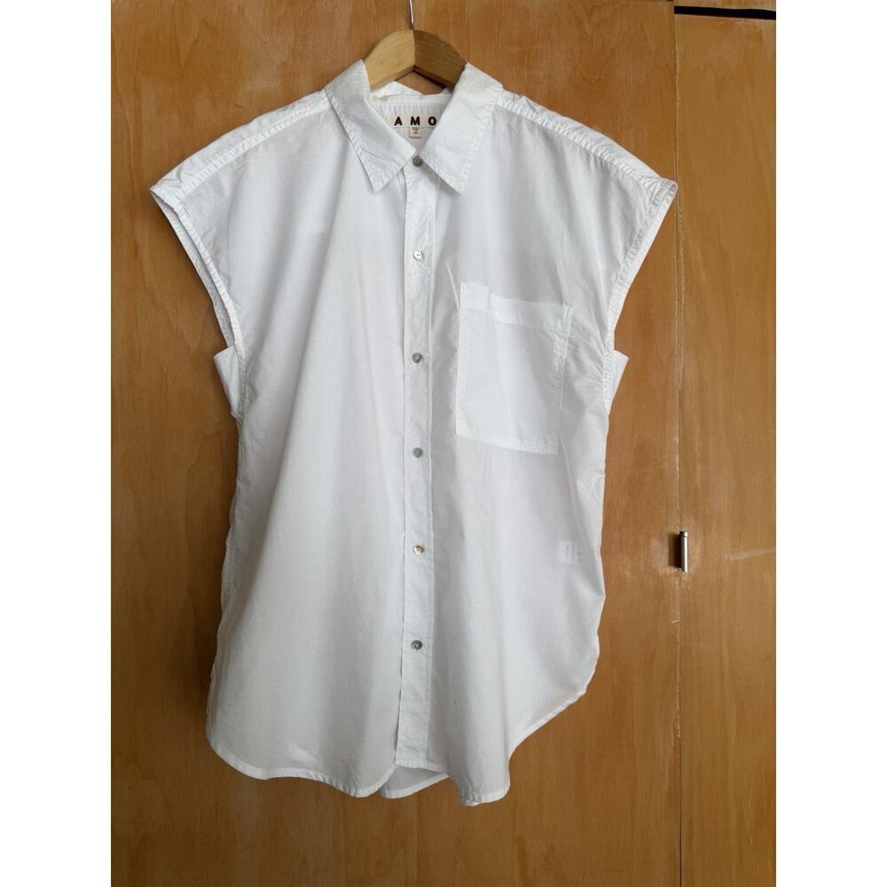 AMO Ruth Sleeveless White Shirt Size Medium $166 - Picture 4 of 8